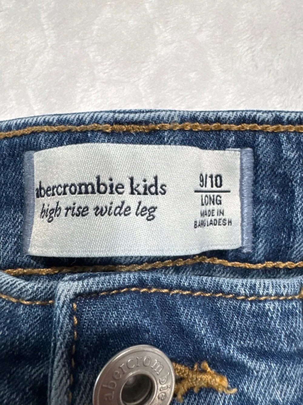 Abercrombie & Fitch Kids High rise wide leg jeans blue denim girl size 9/10 Long
